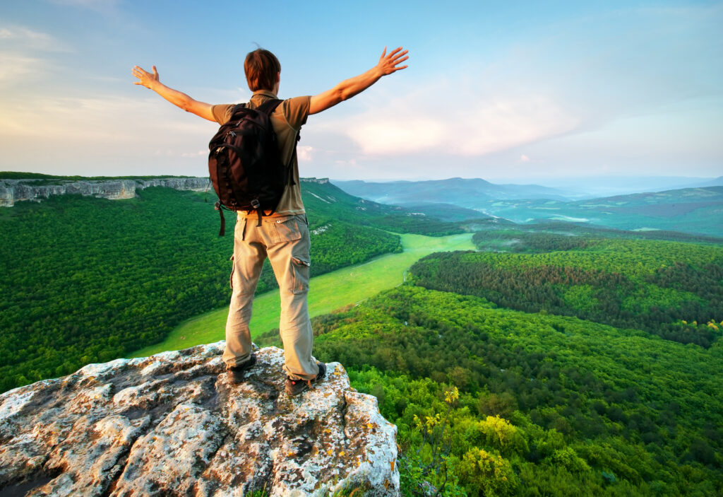 man on mountain top