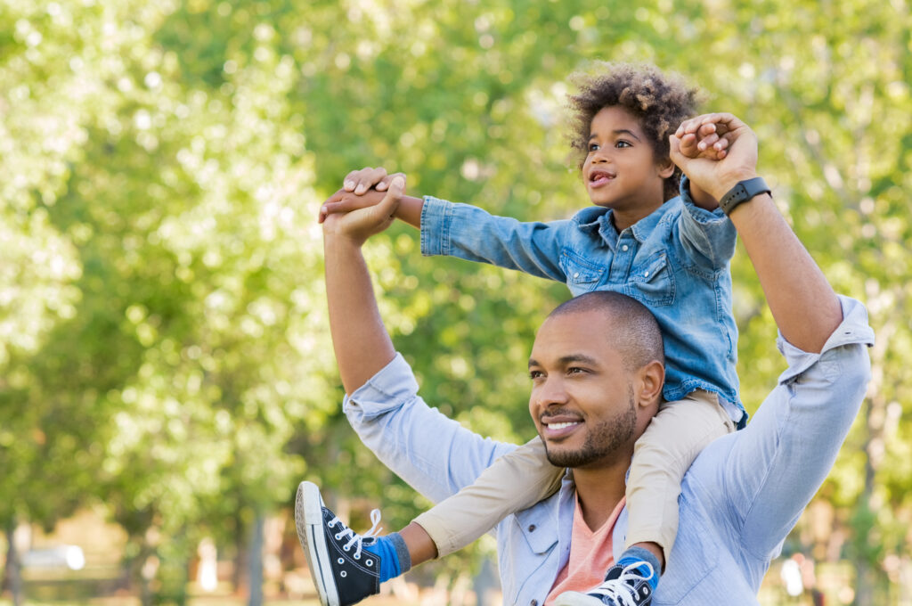 happy father and son